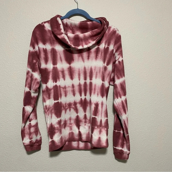 Anthropologie Pilcro Tie Dye Waffle Knit Cowl Neck Sweater - Picture 2 of 11